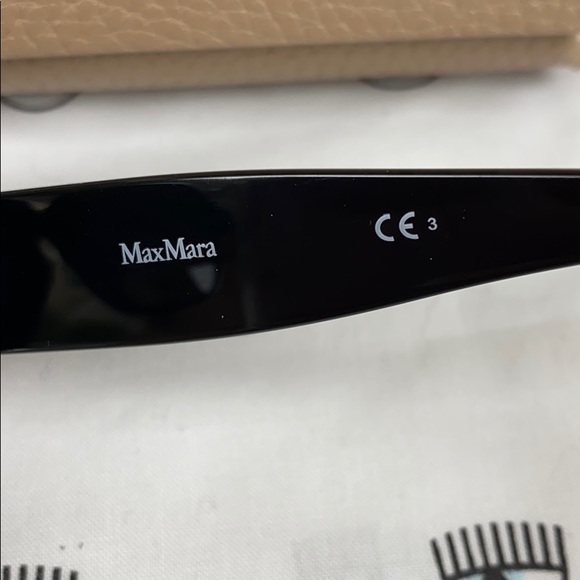 MaxMara 60MM Black RoseGoldHardware Sunglasses New